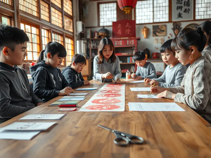 学生参与传统手工艺制作课程